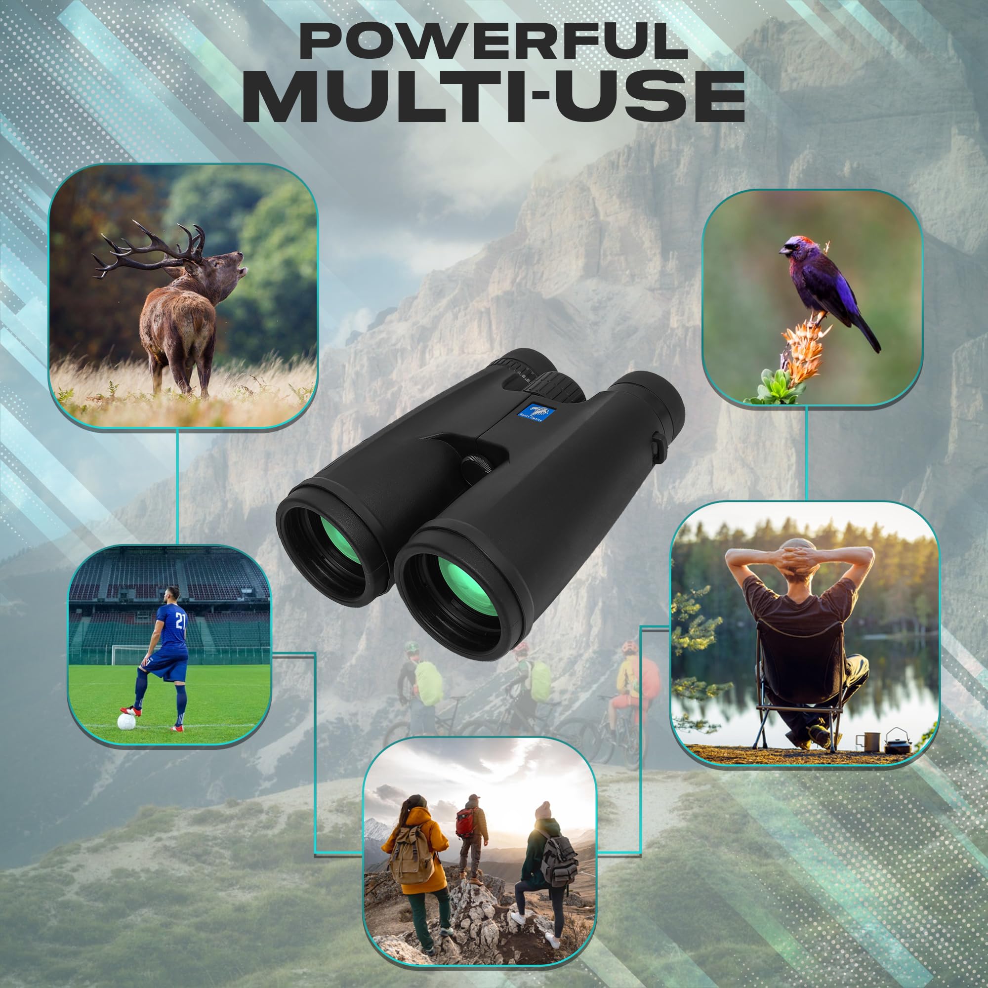 Wallecom 12X50 Hd High Powered Binoculars For Adults With Crystal Clear Low Light Vision, Lightweight, Waterproof, And Easy To F